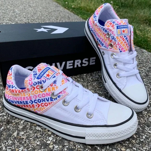Converse CTAS Ox Madison White Multicolor Rainbow Sneakers New - Picture 3 of 7